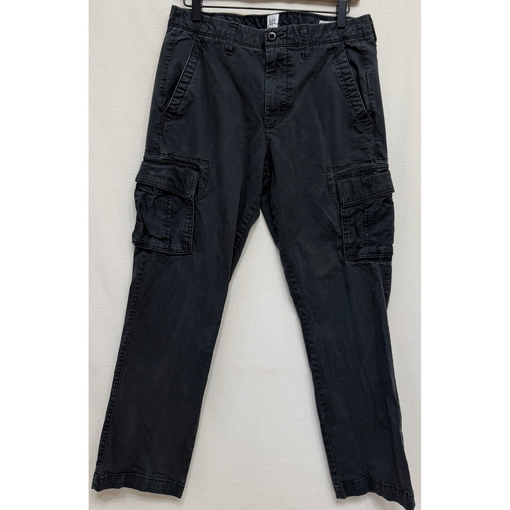 Gap Men's Cargo Pants Essential Straight Black Cotton Stretch Utility 31x30